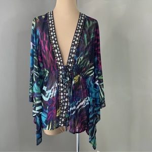 Boston Proper Jeweled Rhinestone Animal Print Mesh Beach Cover up Women's M